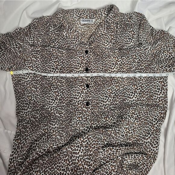 VINTAGE 90s cheetah animal print short‎ sleeve button up shirt dress volup 2X - Picture 8 of 10